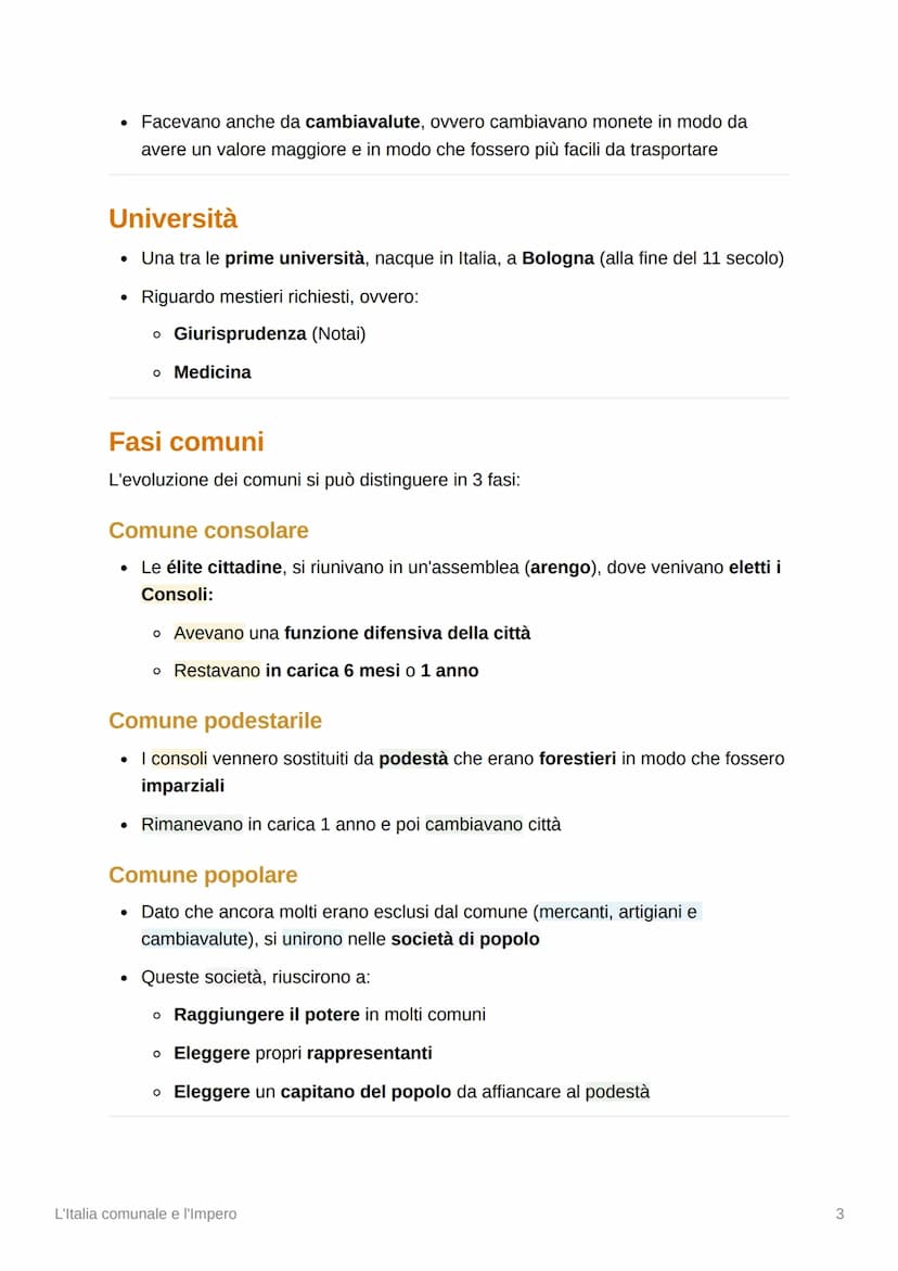 4
L'Italia comunale e l'Impero
Comuni
Nacquero tra l'11esimo e 12esimo secolo
• Nacquero in:
●
●
o Italia centrale (Emilia-Romagna, Toscana)