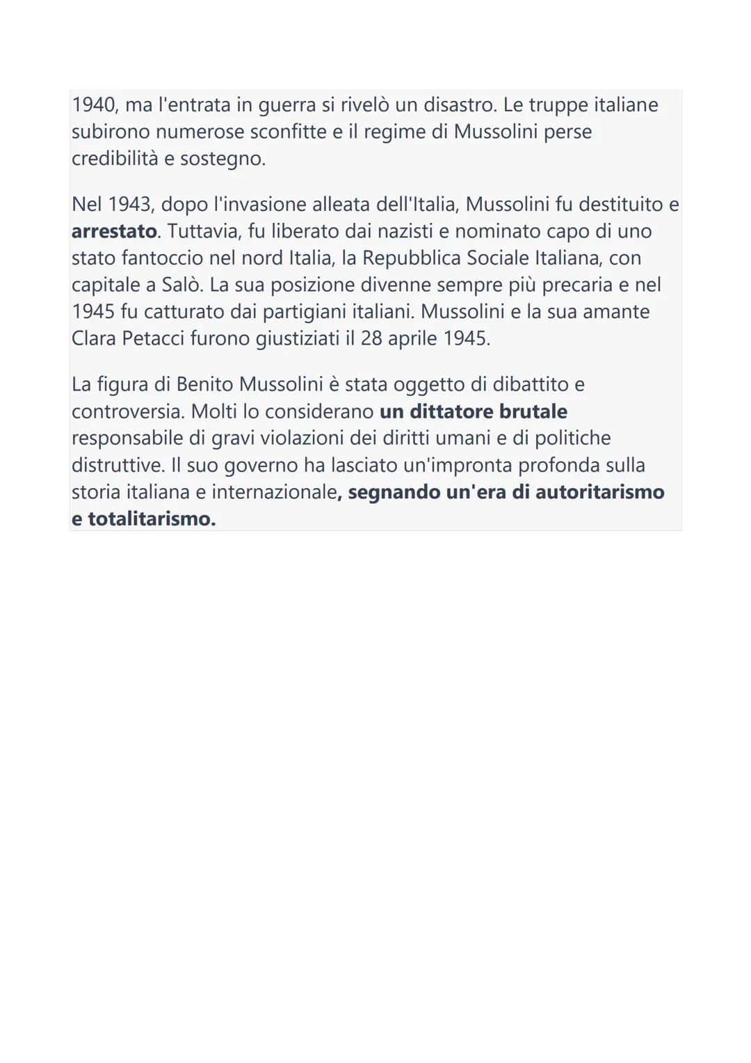 # Benito Mussolini

Benito Mussolini è stato un politico italiano,
nato il 29 luglio 1883 a Dovia di Predappio e
morto il 28 aprile 1945 a G