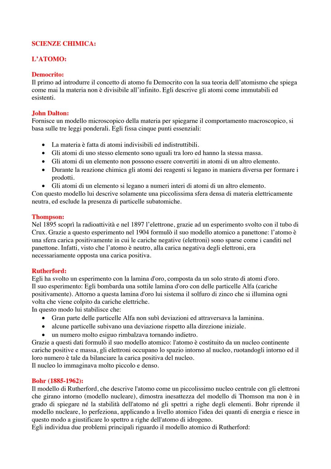 chimica: atomo fino ai legami 