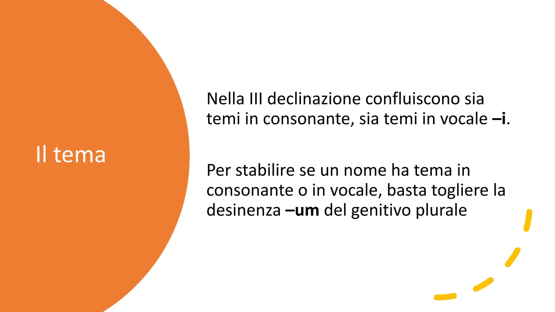 La terza
declinazione I nomi della
|||
declinazione
La III declinazione è la più ricca
di nomi e la più complessa.
Ne fanno parte nomi di ge
