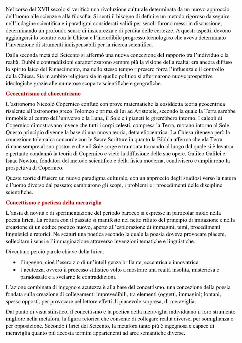 IL BAROCCO
Nel Seicento si verificarono profondi mutamenti e sperimentazioni in ambito artistico e letterario, fu
infatti un'epoca di grandi