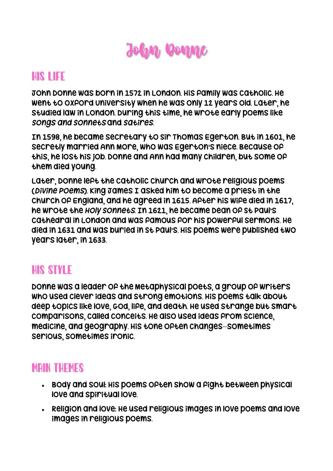 John Donne: Vita e Opere