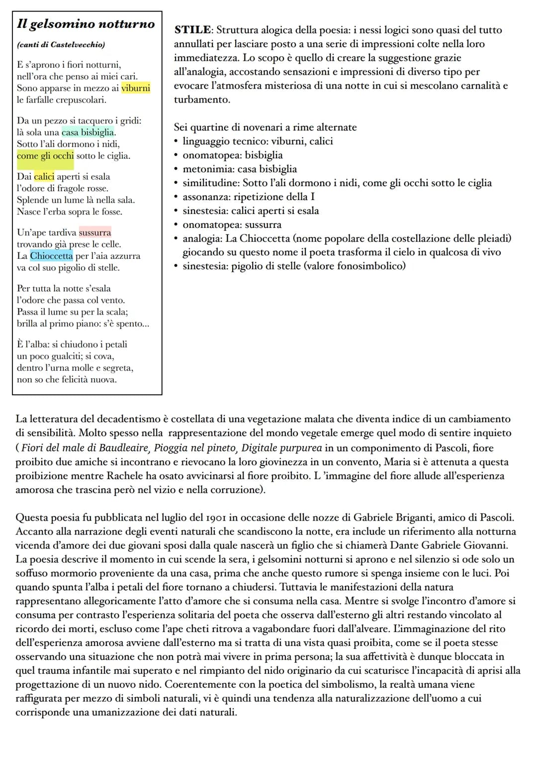 Giovanni Pascoli
Pascoli e D'Annunzio sono i rappresentanti più significativi del Decadentismo italiano ma presentano
notevoli differenze ne