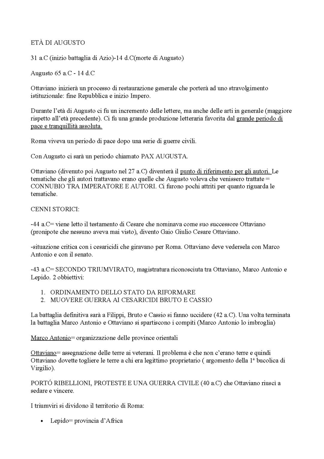 L'Età di Augusto: Riassunto e Battaglie