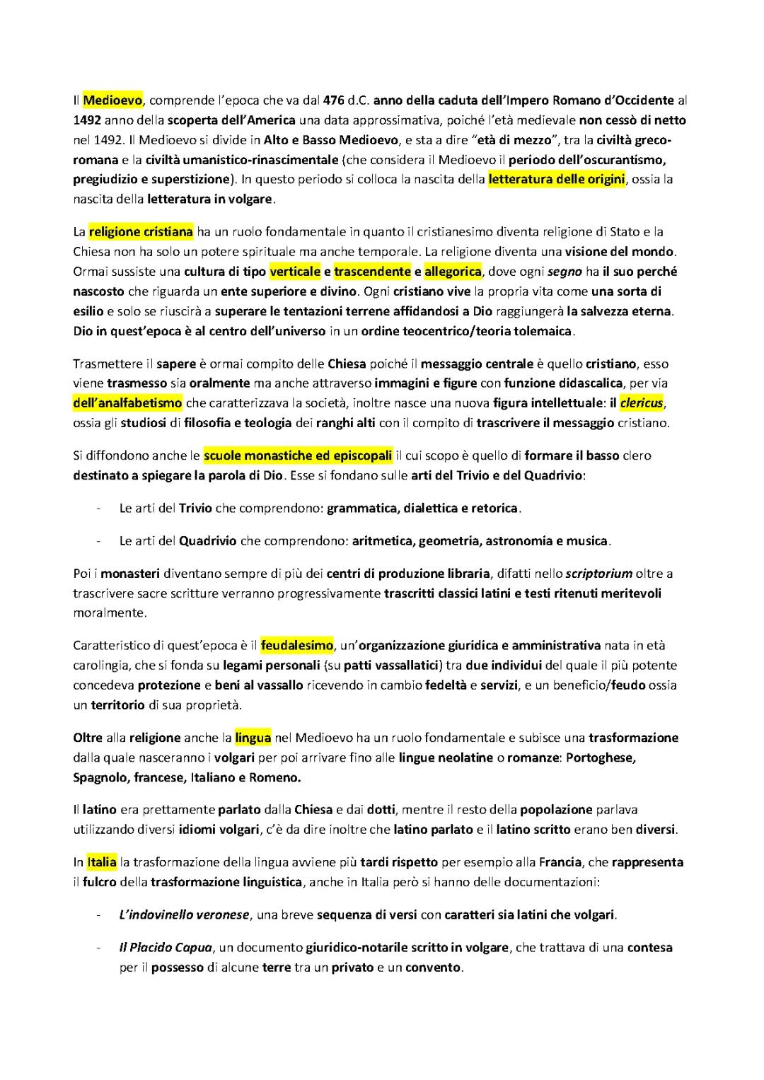 Il Medioevo: letteratura