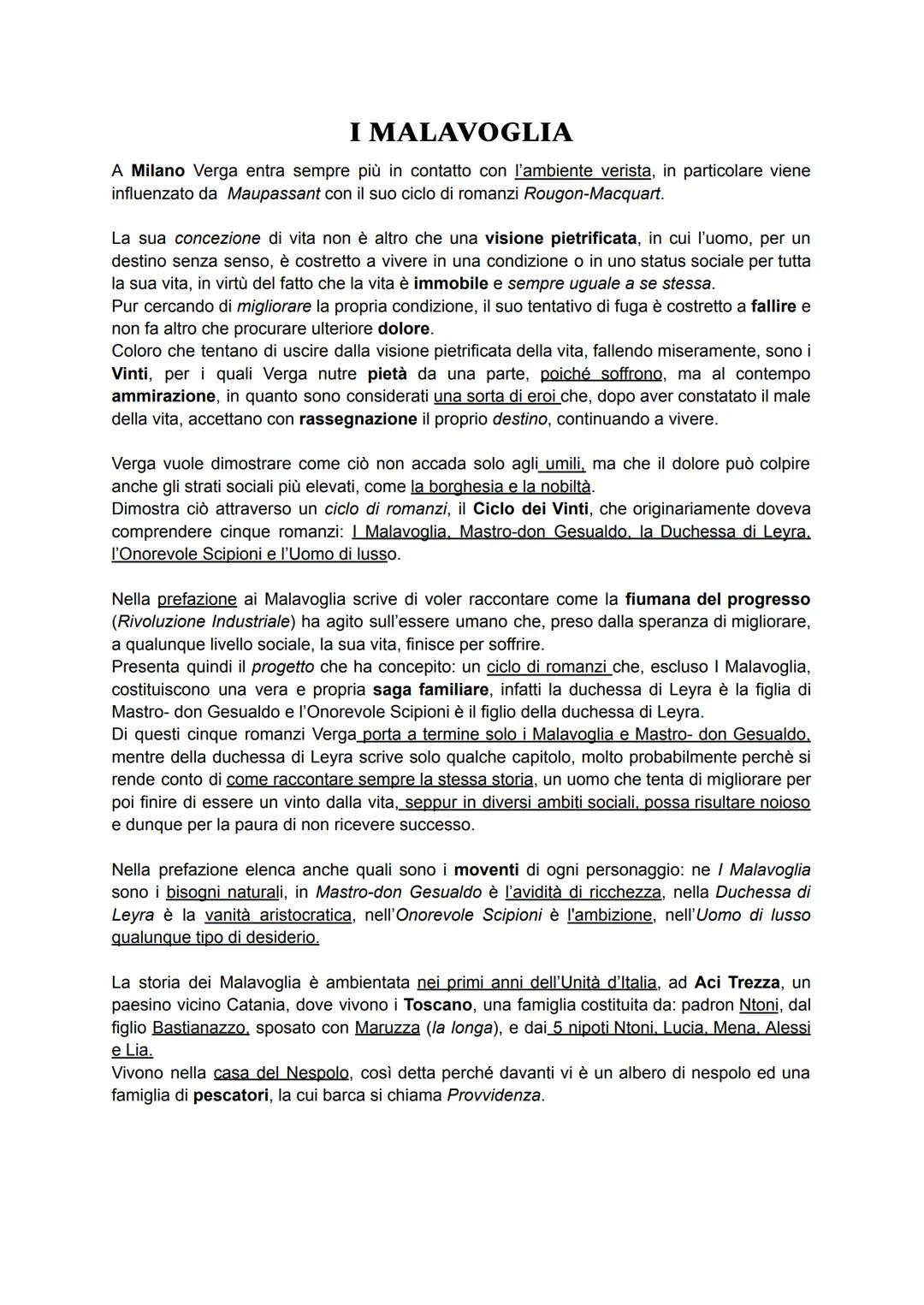 I MALAVOGLIA
A Milano Verga entra sempre più in contatto con l'ambiente verista, in particolare viene
influenzato da Maupassant con il suo c