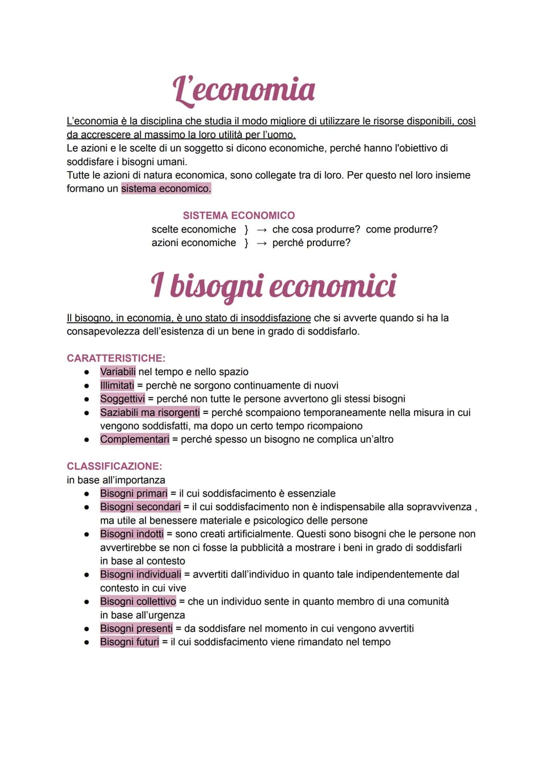L'economia
L'economia è la disciplina che studia il modo migliore di utilizzare le risorse disponibili, così
da accrescere al massimo la lor