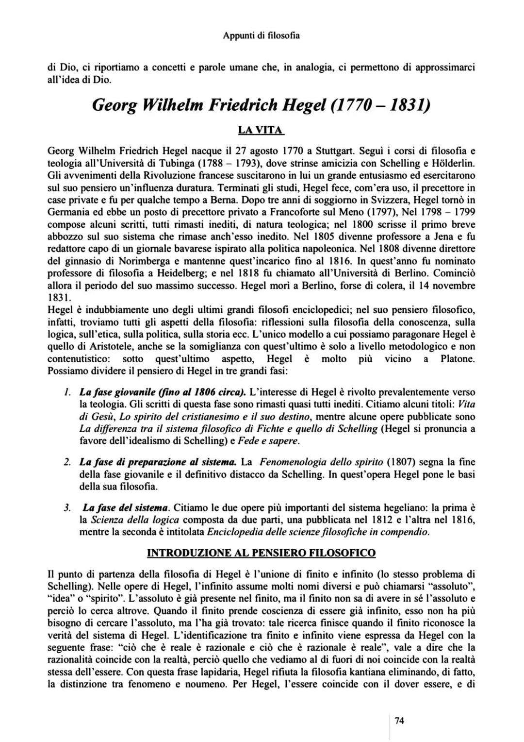 Appunti di filosofia
di Dio, ci riportiamo a concetti e parole umane che, in analogia, ci permettono di approssimarci
all'idea di Dio.
Georg