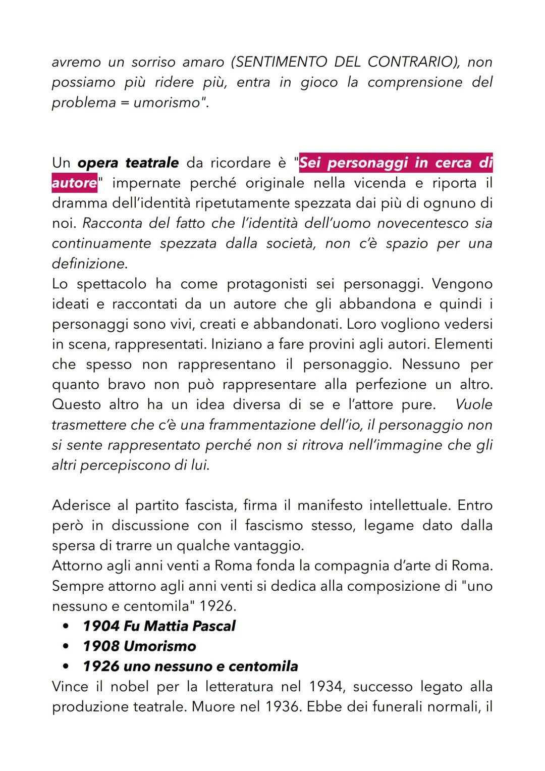 Modulo 4 - Pirandello
# Luigi Pirandello
Pirandello e Svevo hanno lo stesso oggetto di studio: l'uomo del
novecento. Giungono a punti divers