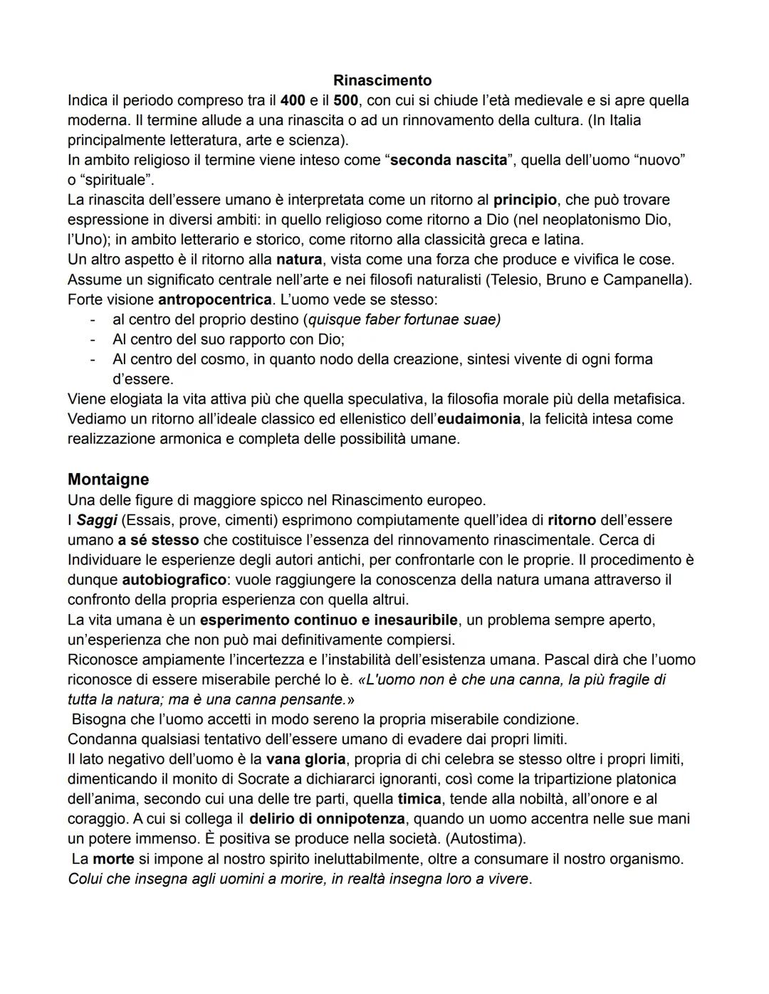 Rinascimento
Indica il periodo compreso tra il 400 e il 500, con cui si chiude l'età medievale e si apre quella
moderna. Il termine allude a