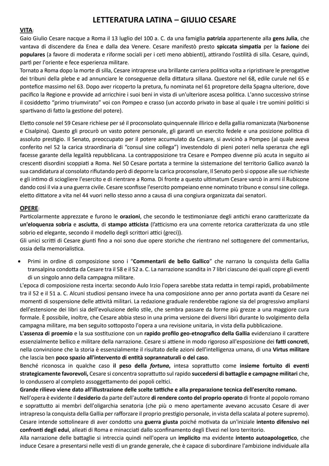 Giulio Cesare (letteratura latina - de bello gallico - de bello civili)