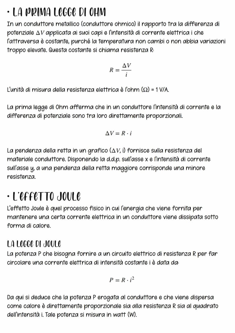 Le leggi di Ohm
• LA CORRENTE ELETTRICA
La corrente elettrica in un conduttore metallico è un movimento ordinato di
elettroni.
Il verso dell