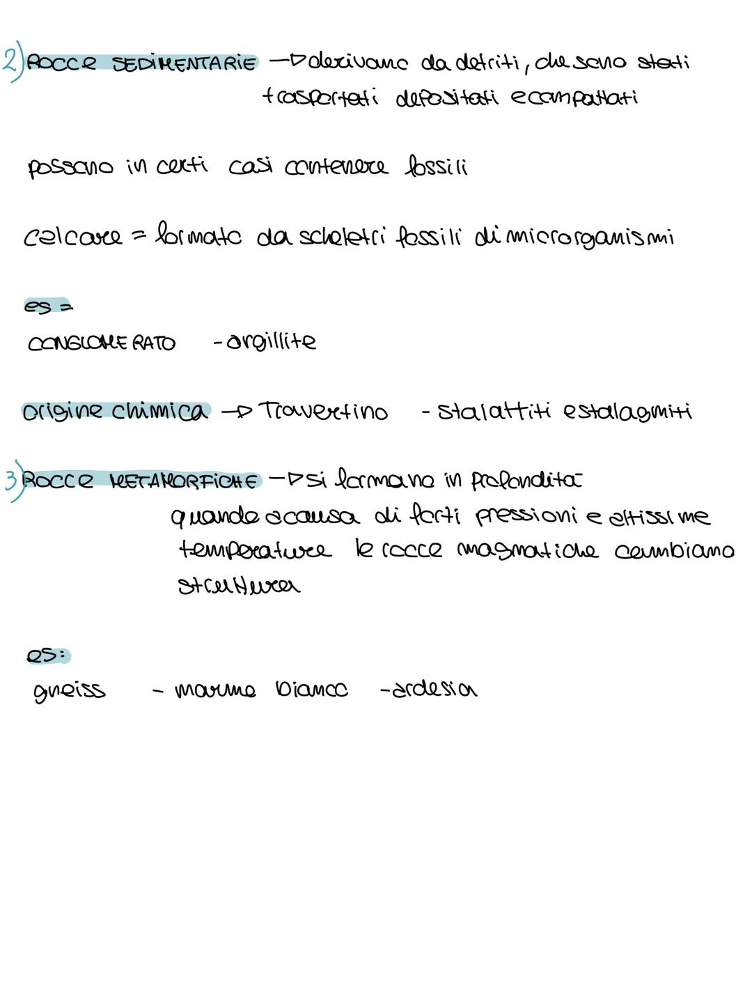 # Le rocce

Isono aggregati di minerali pexlopit di tipi diversi tra loroe
talvolta dello stesso tipo

si suddividano in base all'origine e 
