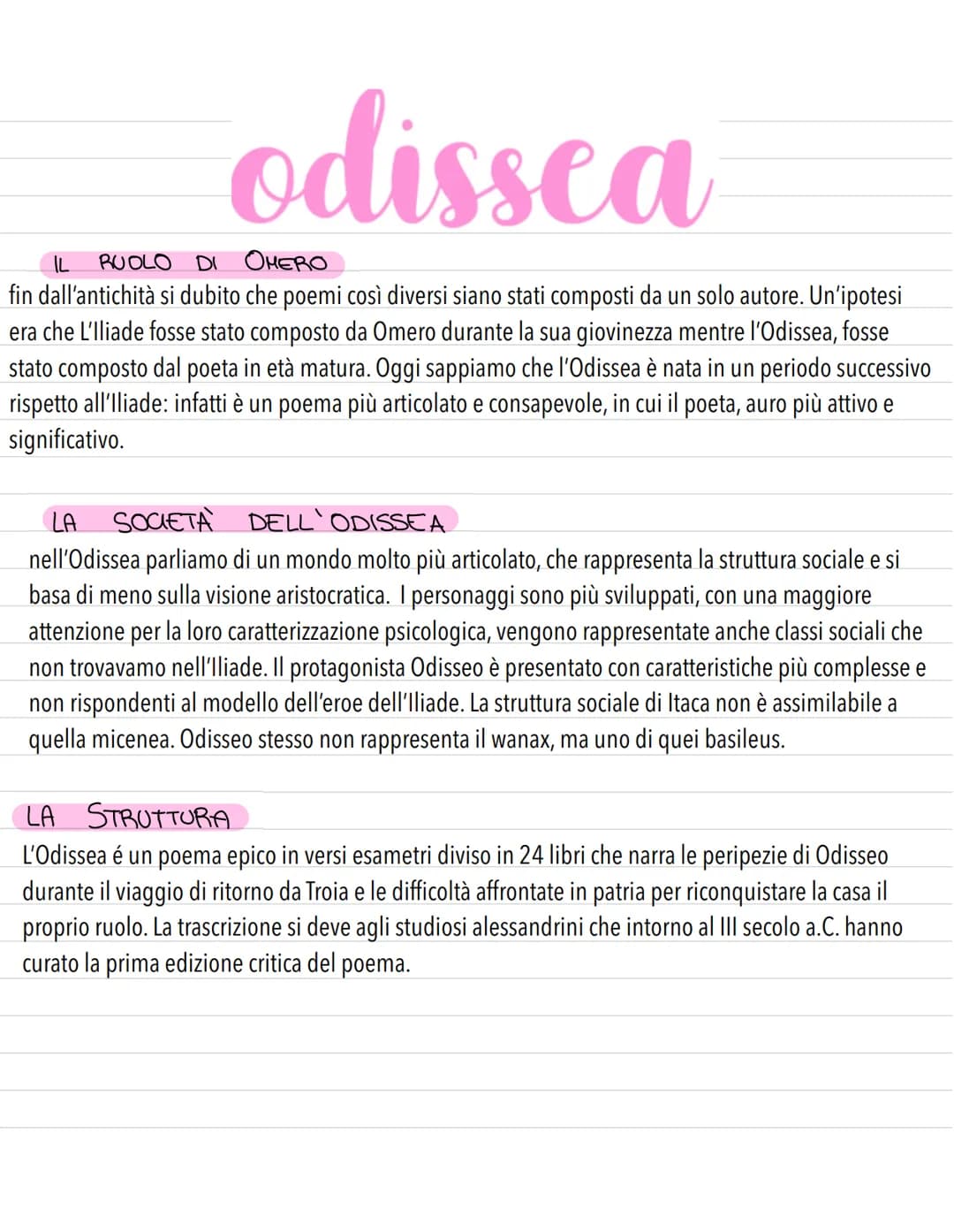 odissea
IL
RUOLO
DI OMERO
fin dall'antichità si dubito che poemi così diversi siano stati composti da un solo autore. Un'ipotesi
era che l'l