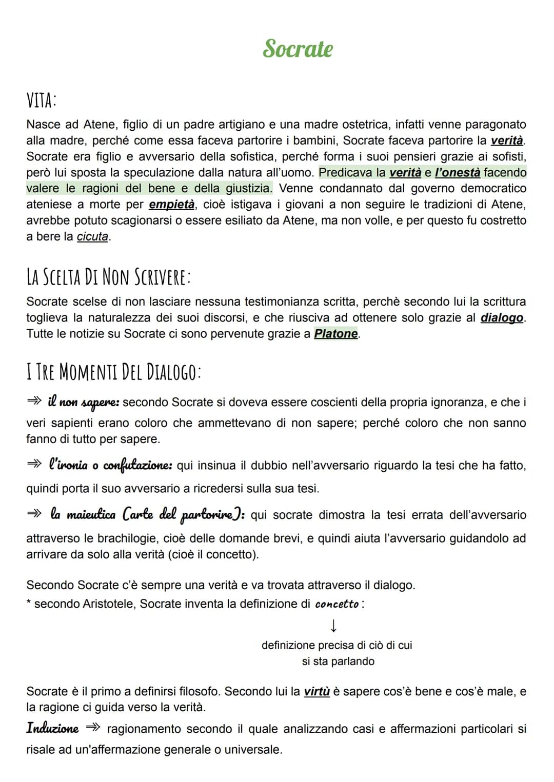 Socrate
VITA:
Nasce ad Atene, figlio di un padre artigiano e una madre ostetrica, infatti venne paragonato
alla madre, perché come essa face