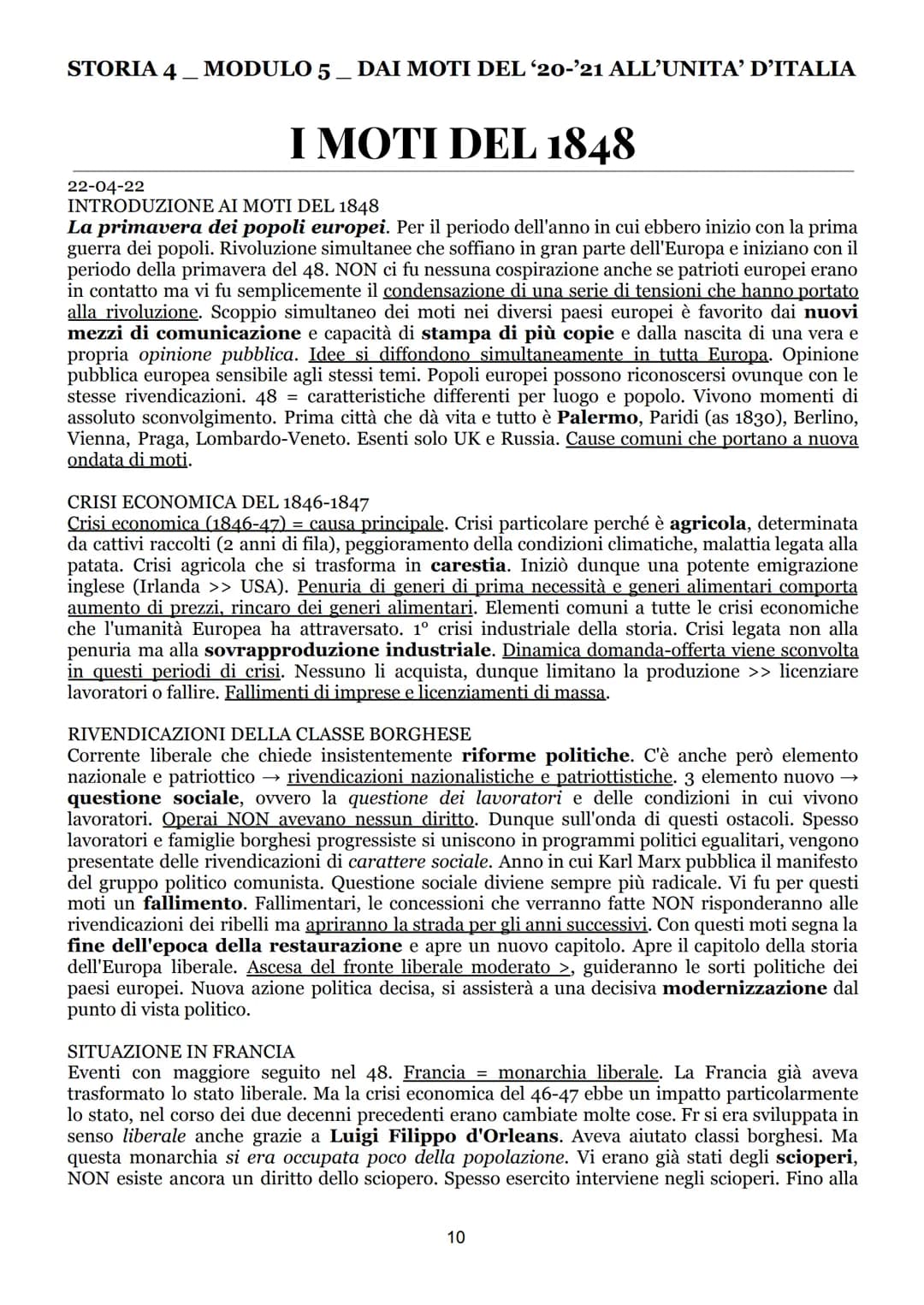 STORIA 4
MODULO 5 DAI MOTI DEL '20-'21 ALL’UNITA' D'ITALIA
I MOTI DEL 1820-1821
SITUAZIONE IN EUROPA INIZIALE
Moti iniziano in Spagna, nella