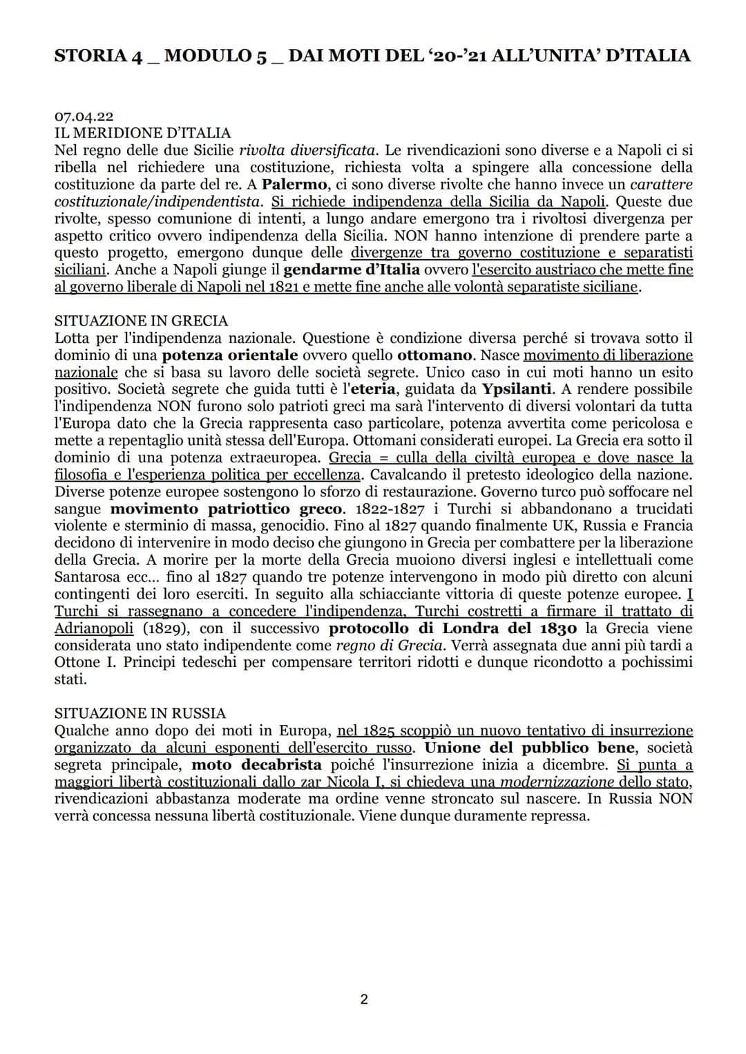 STORIA 4
MODULO 5 DAI MOTI DEL '20-'21 ALL’UNITA' D'ITALIA
I MOTI DEL 1820-1821
SITUAZIONE IN EUROPA INIZIALE
Moti iniziano in Spagna, nella