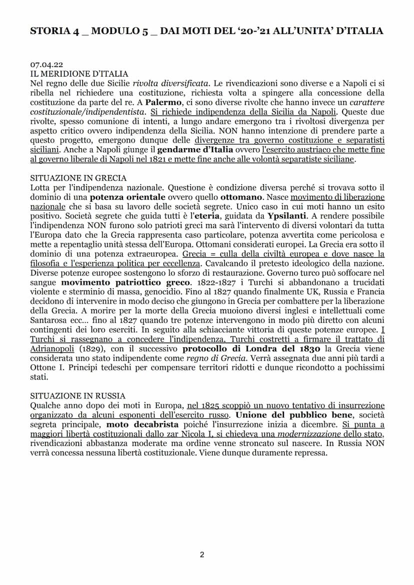 STORIA 4
MODULO 5 DAI MOTI DEL '20-'21 ALL’UNITA' D'ITALIA
I MOTI DEL 1820-1821
SITUAZIONE IN EUROPA INIZIALE
Moti iniziano in Spagna, nella