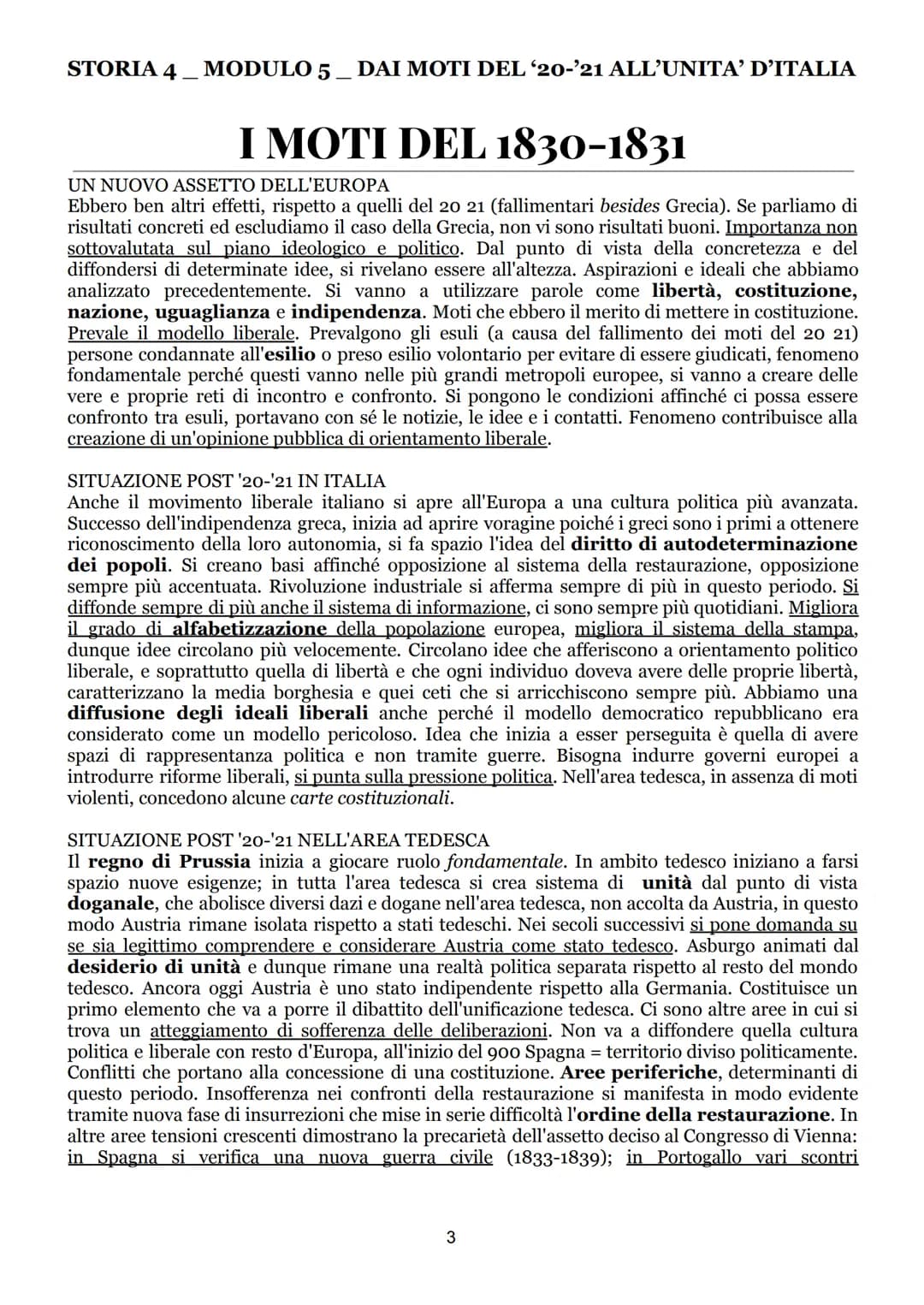 STORIA 4
MODULO 5 DAI MOTI DEL '20-'21 ALL’UNITA' D'ITALIA
I MOTI DEL 1820-1821
SITUAZIONE IN EUROPA INIZIALE
Moti iniziano in Spagna, nella