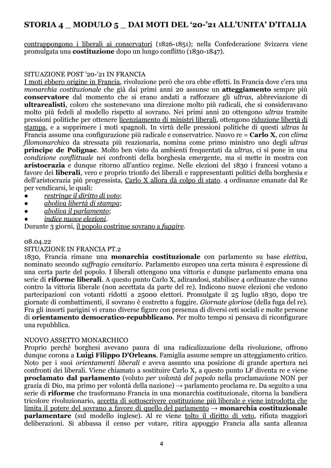 STORIA 4
MODULO 5 DAI MOTI DEL '20-'21 ALL’UNITA' D'ITALIA
I MOTI DEL 1820-1821
SITUAZIONE IN EUROPA INIZIALE
Moti iniziano in Spagna, nella