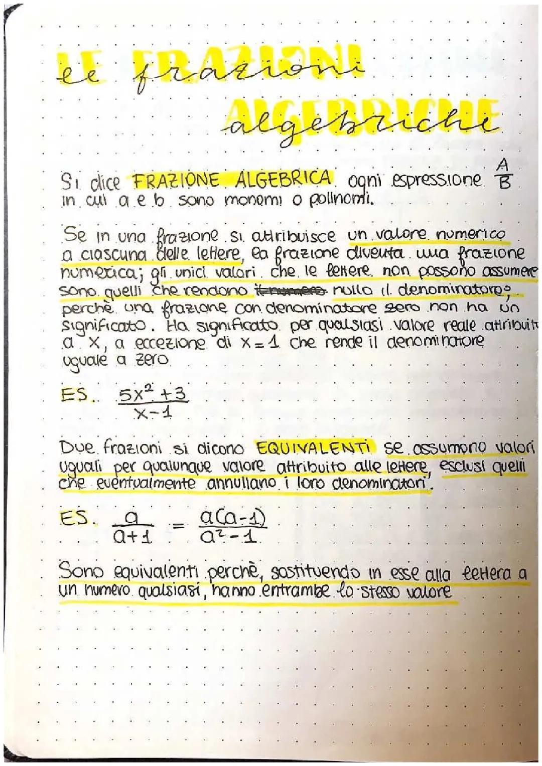  Le frazioni algebriche