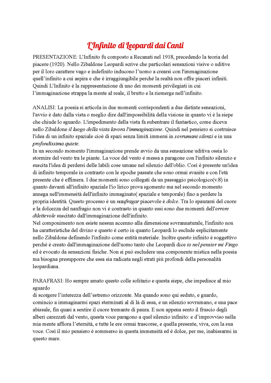 L'Infinito di Leopardi 