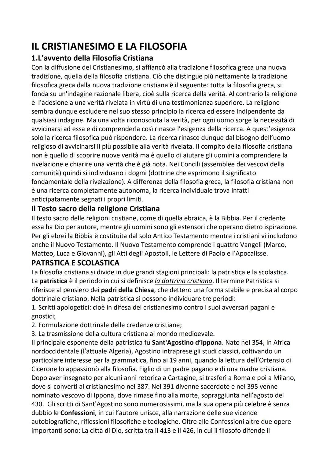 IL CRISTIANESIMO E LA FILOSOFIA
1.L'avvento della Filosofia Cristiana
Con la diffusione del Cristianesimo, si affiancò alla tradizione filos