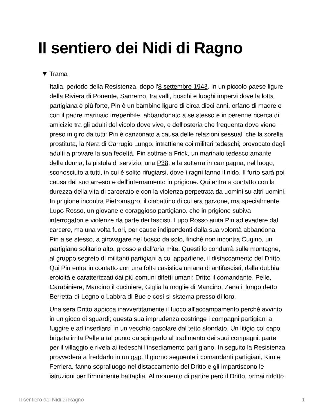 Il sentiero dei nidi di ragno
