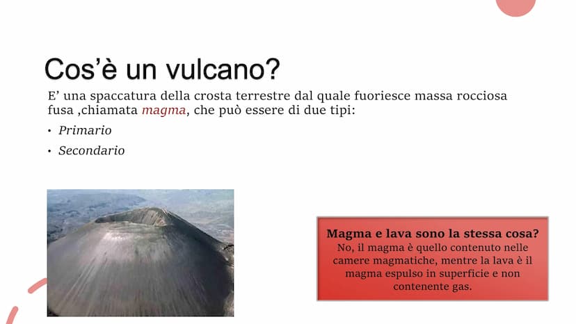 0
Vulcani Cos'è un vulcano?
E' una spaccatura della crosta terrestre dal quale fuoriesce massa rocciosa
fusa,chiamata magma, che può essere 