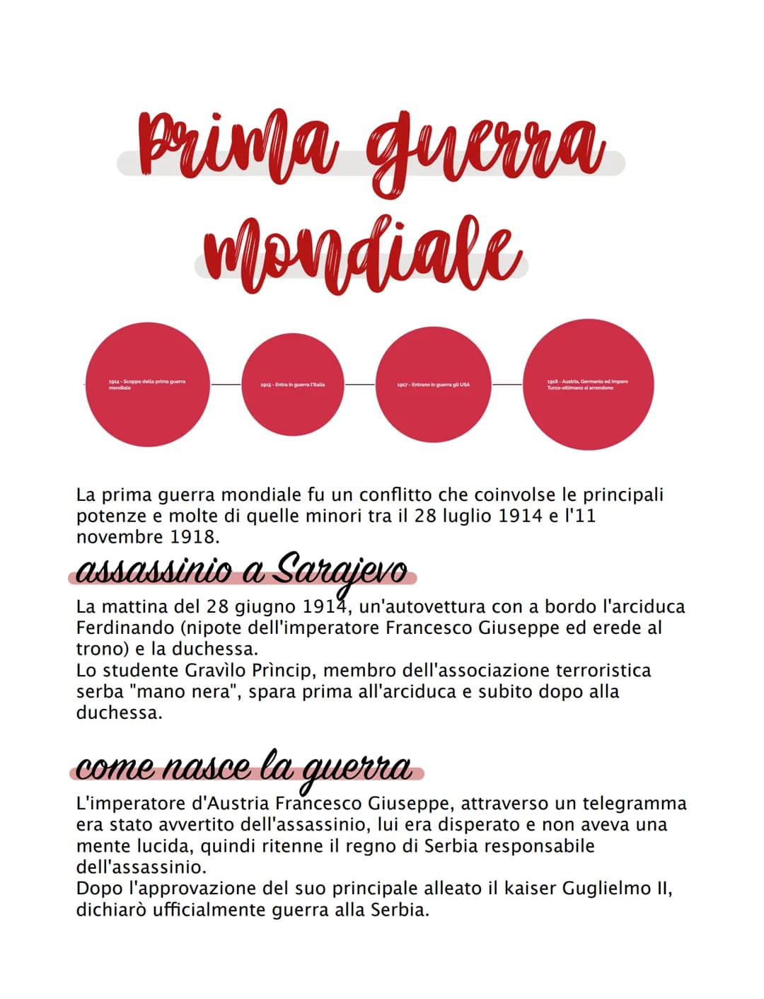 Prima guerra
mondiale
1914-Scoppo della prima guerra
mondiale
1915-Entra in guerra Italia
1917- Entrano in guerra gli USA
1918-Austria, Germ
