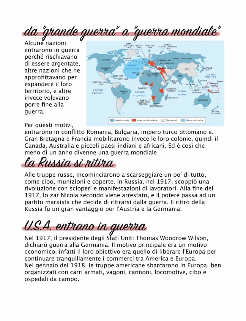 Prima guerra
mondiale
1914-Scoppo della prima guerra
mondiale
1915-Entra in guerra Italia
1917- Entrano in guerra gli USA
1918-Austria, Germ