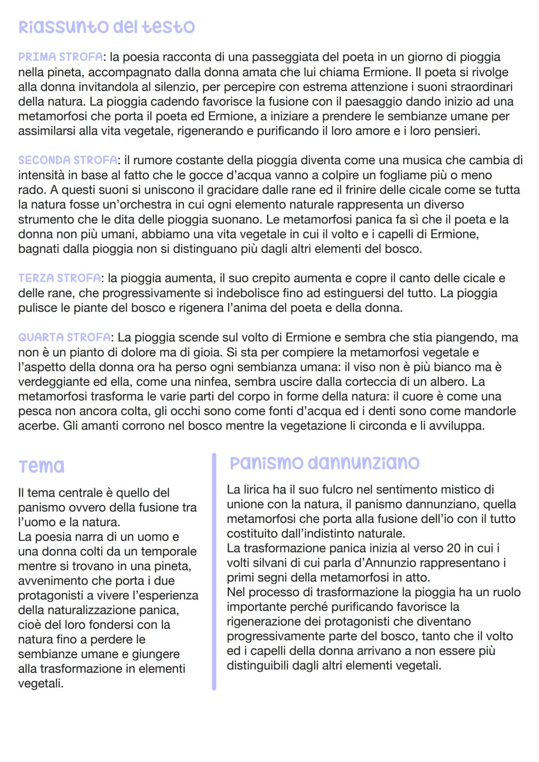 
<h2 id="iltestolapioggianelpineto">Il testo "La Pioggia nel Pineto"</h2>
<p>Il testo "La Pioggia nel Pineto" è un poema scritto da Gabriele