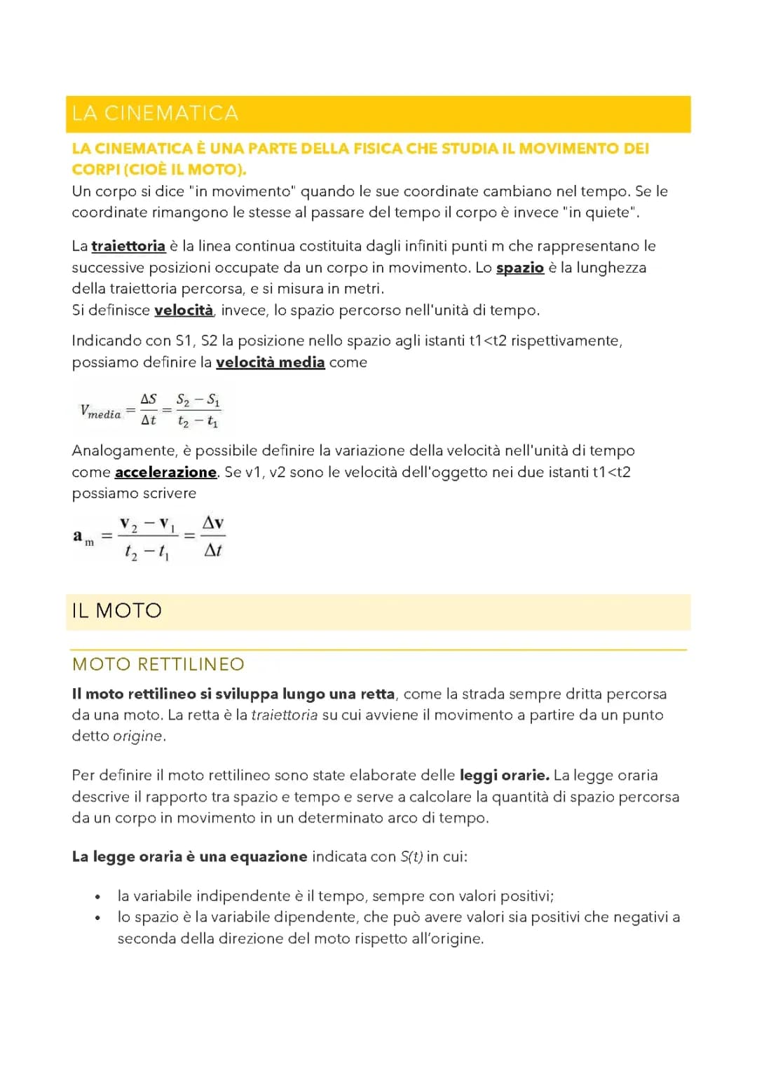 CINEMATICA E MOTI 