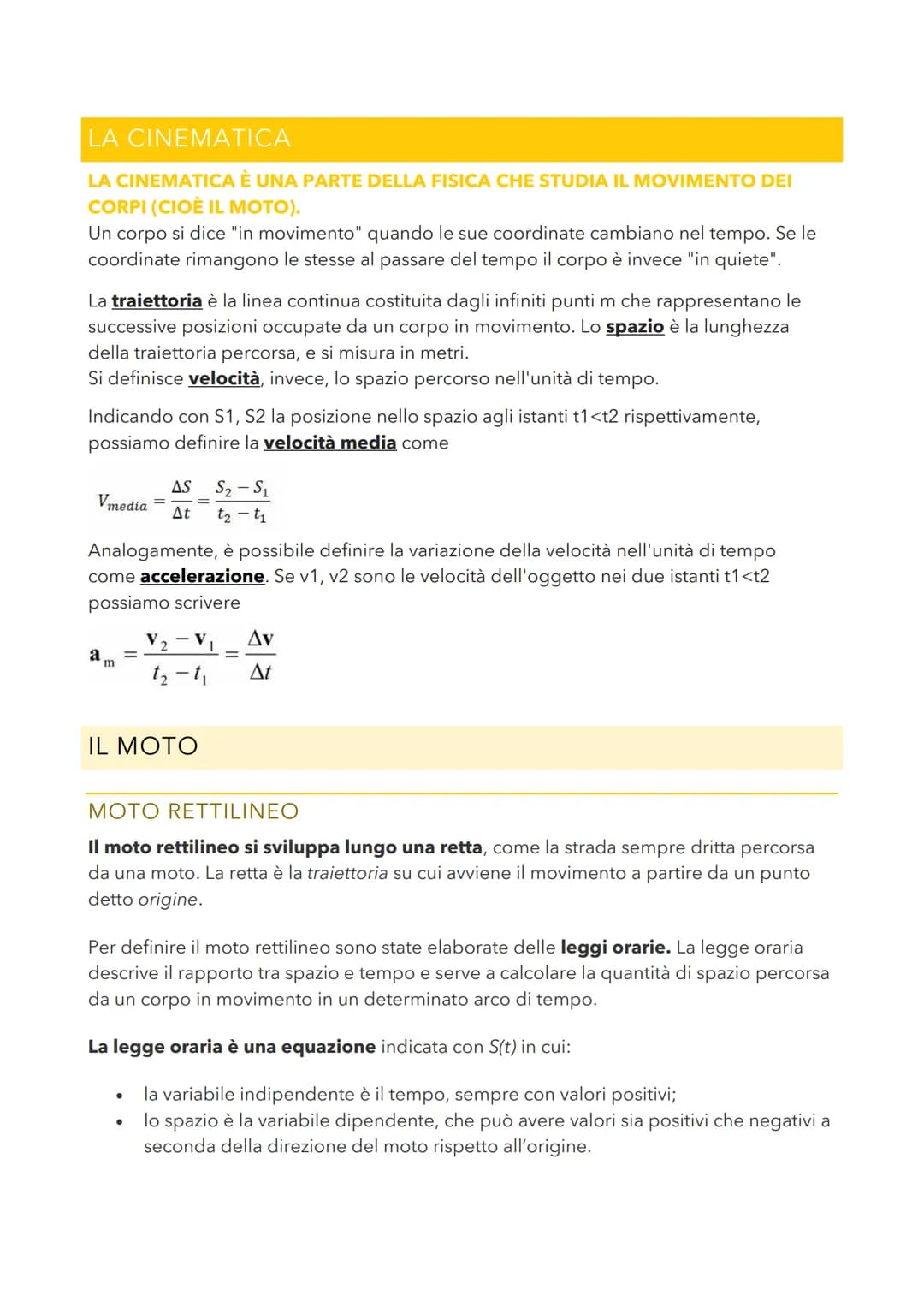 LA CINEMATICA
LA CINEMATICA È UNA PARTE DELLA FISICA CHE STUDIA IL MOVIMENTO DEI
CORPI (CIOÈ IL MOTO).
Un corpo si dice "in movimento" quand