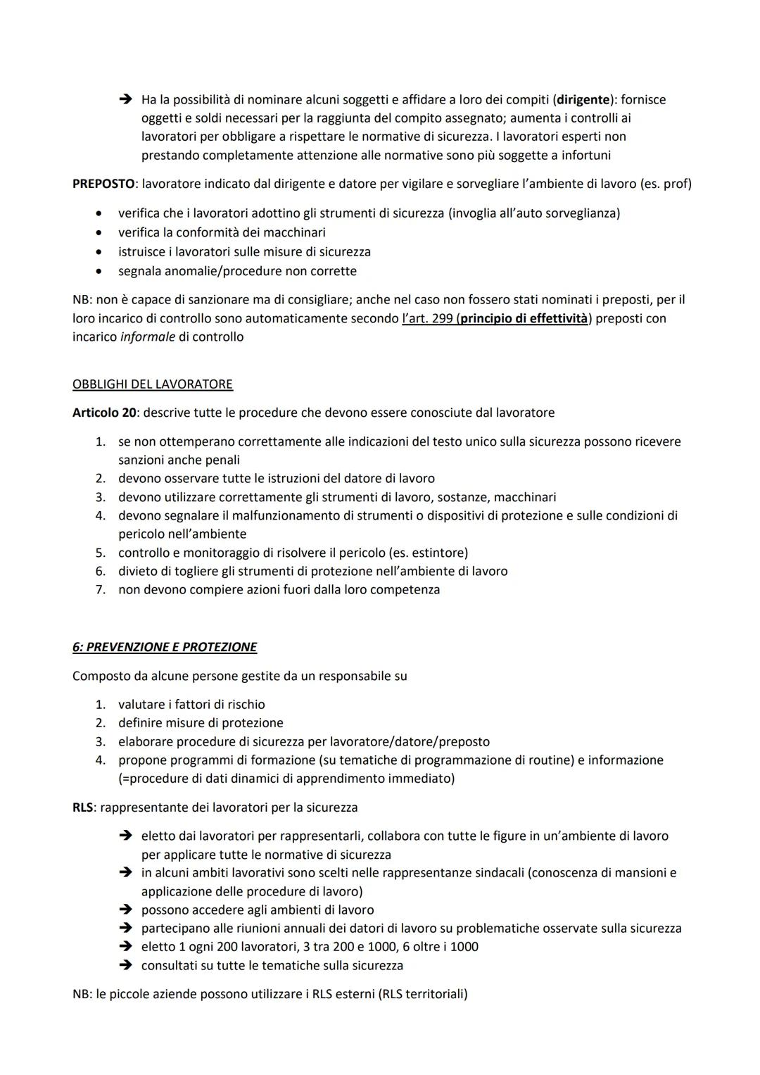 1: RISCHI
●
●
●
SICUREZZA
● Aziende sanitarie locali: asl, vigili del fuoco, carabinieri, compito principale controllare ambiente di
lavoro
