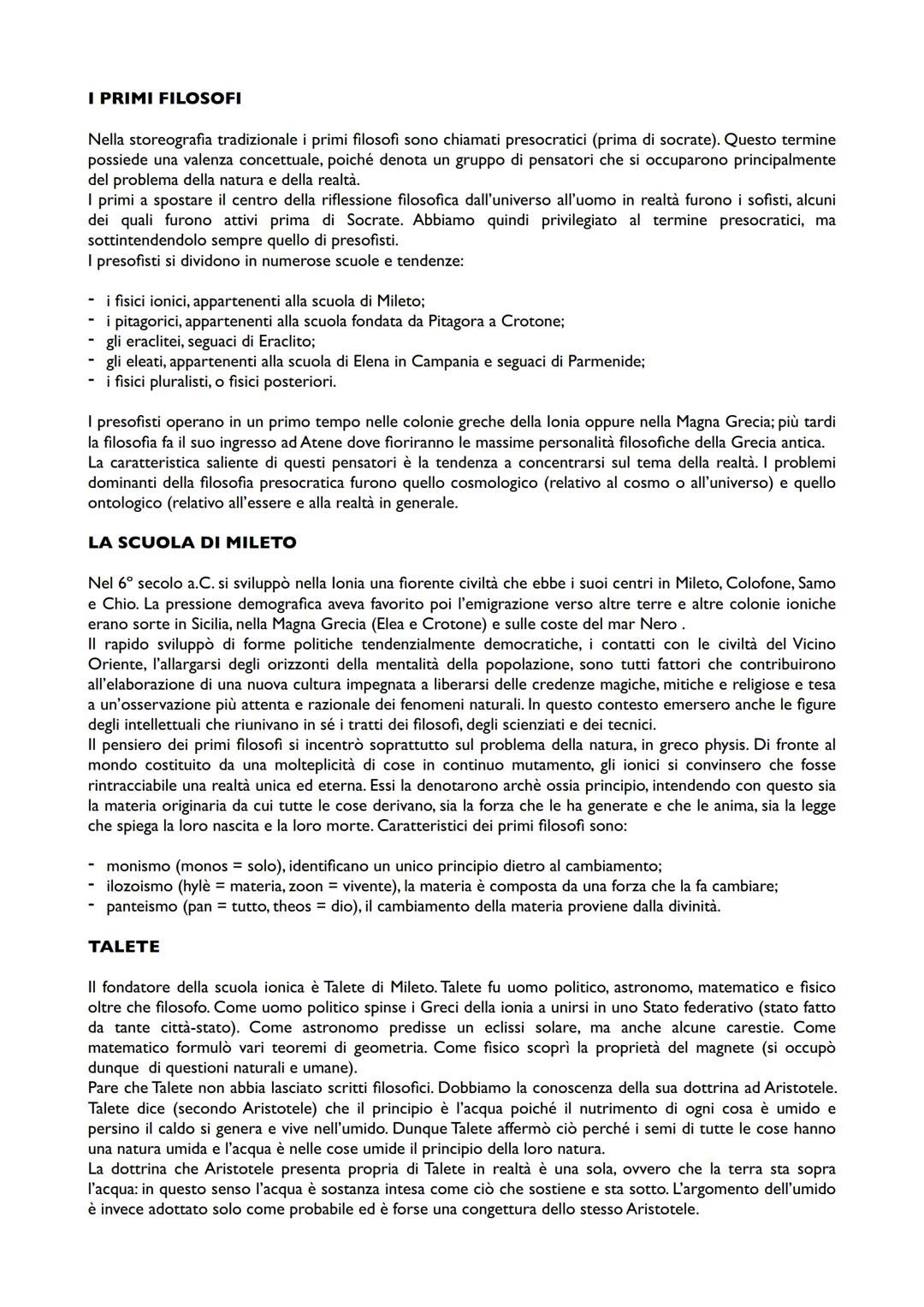I PRIMI FILOSOFI
Nella storeografia tradizionale i primi filosofi sono chiamati presocratici (prima di socrate). Questo termine
possiede una