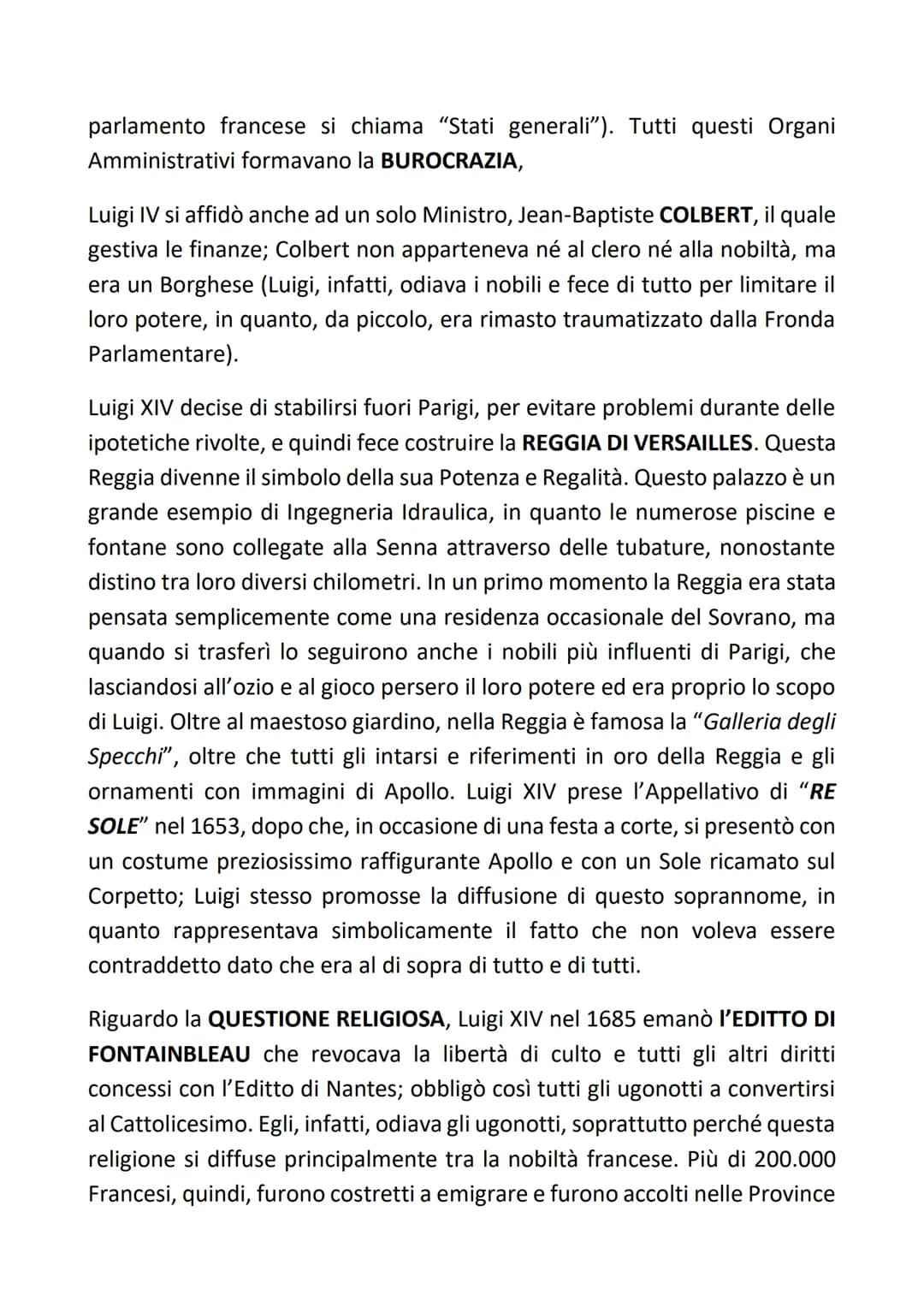 Alla morte di Mazzarino, nel 1661, LUIGI XIV prese il potere e decise di
governare da solo. Adottò una POLITICA ASSOLUTISTICA, e infatti gli