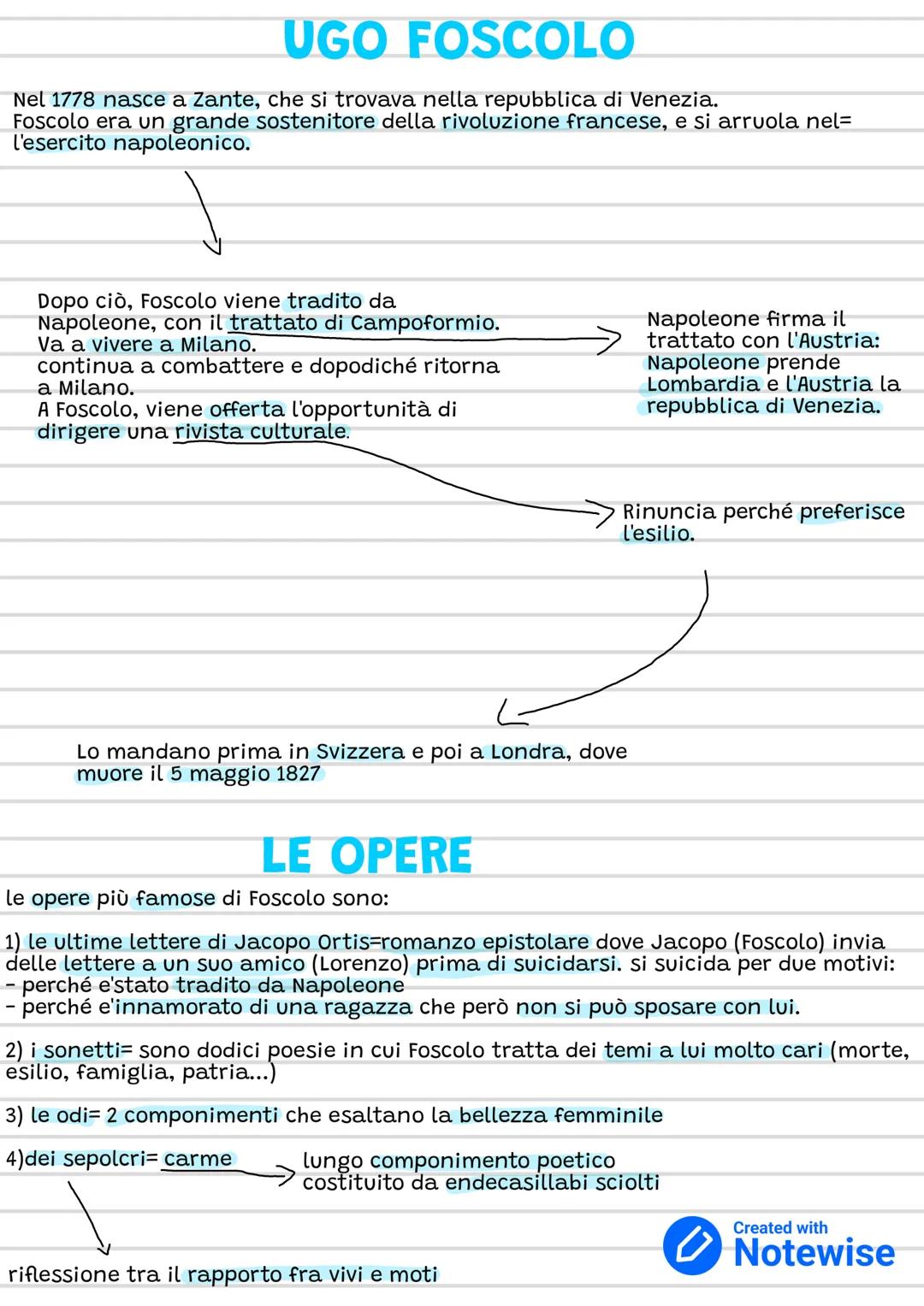 UGO FOSCOLO
Nel 1778 nasce a Zante, che si trovava nella repubblica di Venezia.
Foscolo era un grande sostenitore della rivoluzione francese