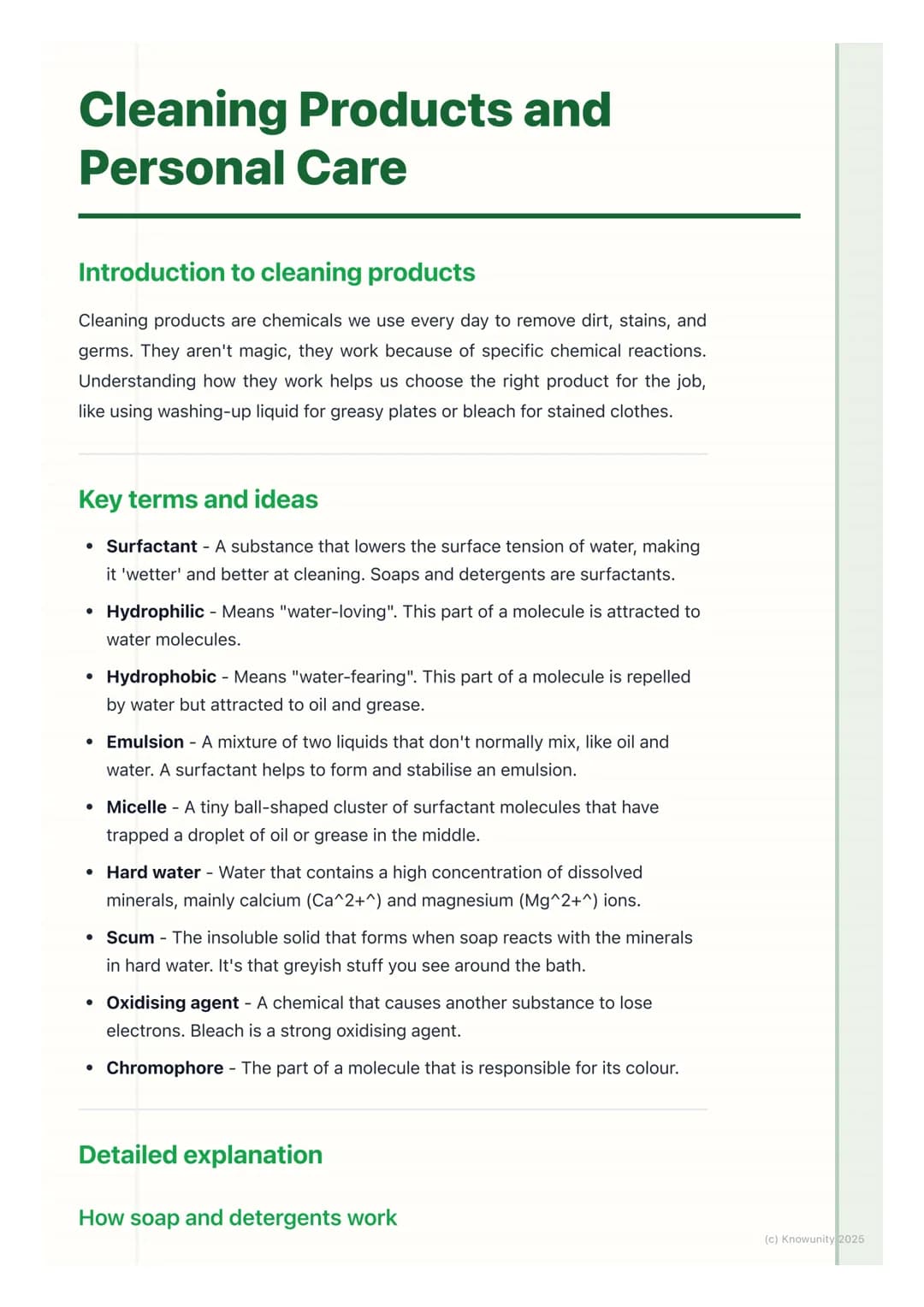 # Cleaning Products and
# Personal Care

Introduction to cleaning products

Cleaning products are chemicals we use every day to remove dirt,