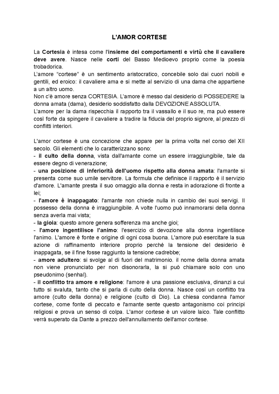 L'amor cortese nel Medioevo: riassunto, caratteristiche e esempi