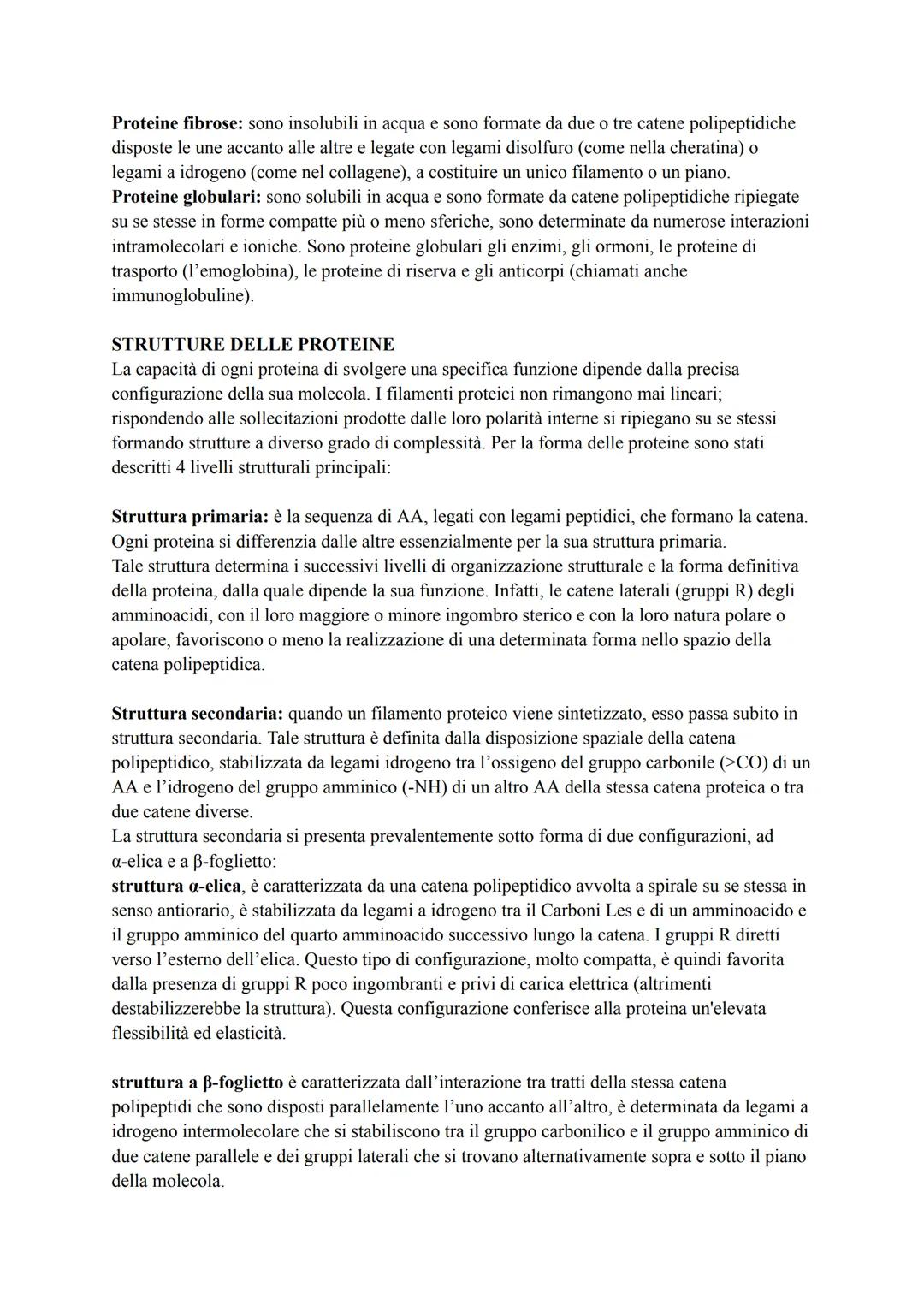 PROTEINE
Gli amminoacidi rappresentano i monomeri dei peptidi e delle proteine, polimeri in cui è
presente il legame peptidico.
Gli amminoac