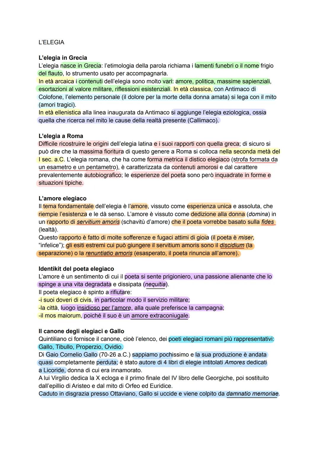L'ELEGIA
L'elegia in Grecia
L'elegia nasce in Grecia: l'etimologia della parola richiama i lamenti funebri o il nome frigio
del flauto, lo s