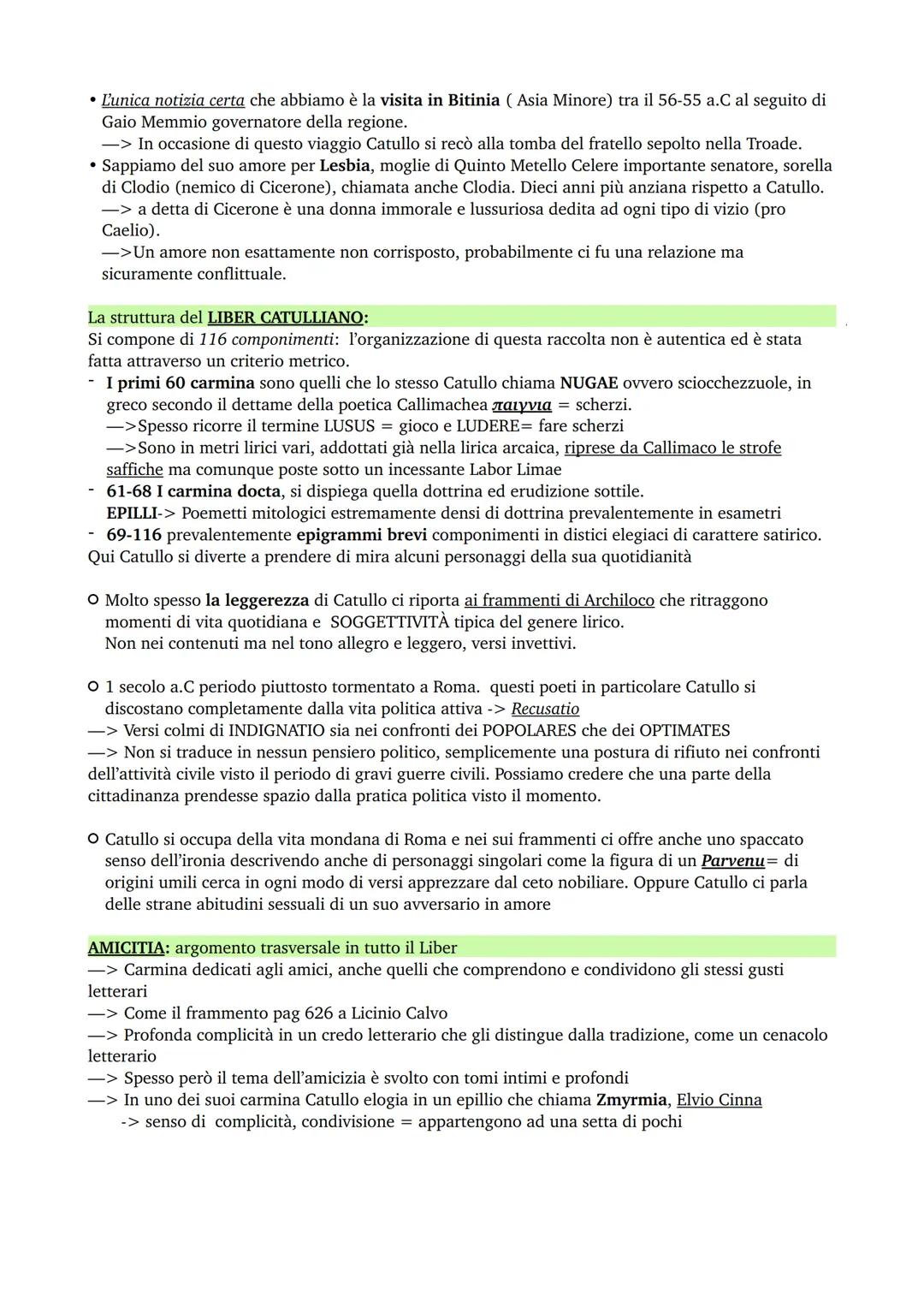 CATULLO
GENERE: lirica, trattato anche dai poeti neoteroi inspirandosi ai modelli greci.
O Dalla poetica alessandrina di Callimaco (V-III se