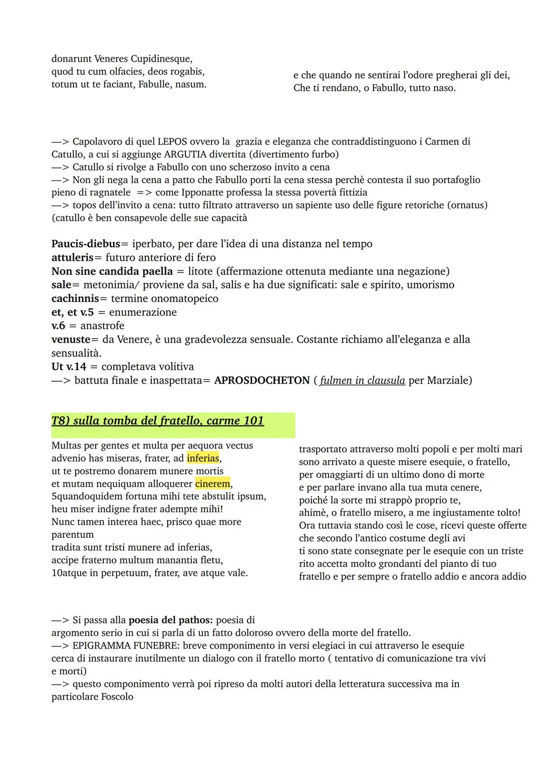 CATULLO
GENERE: lirica, trattato anche dai poeti neoteroi inspirandosi ai modelli greci.
O Dalla poetica alessandrina di Callimaco (V-III se