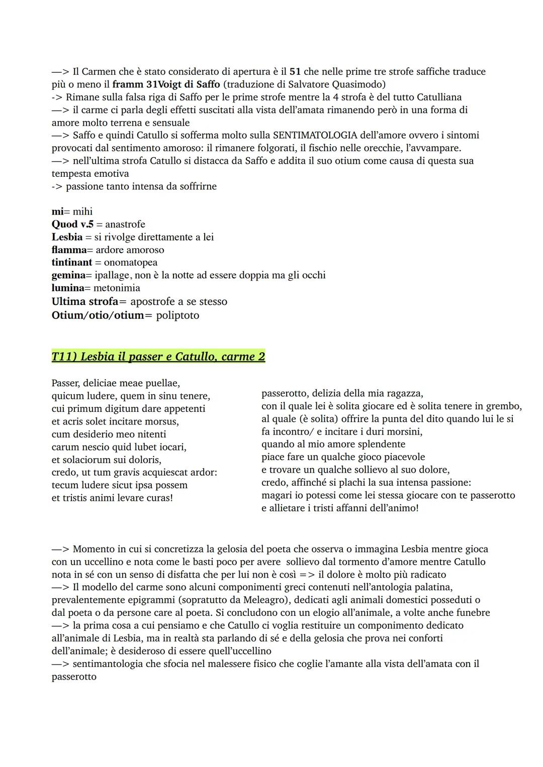 CATULLO
GENERE: lirica, trattato anche dai poeti neoteroi inspirandosi ai modelli greci.
O Dalla poetica alessandrina di Callimaco (V-III se
