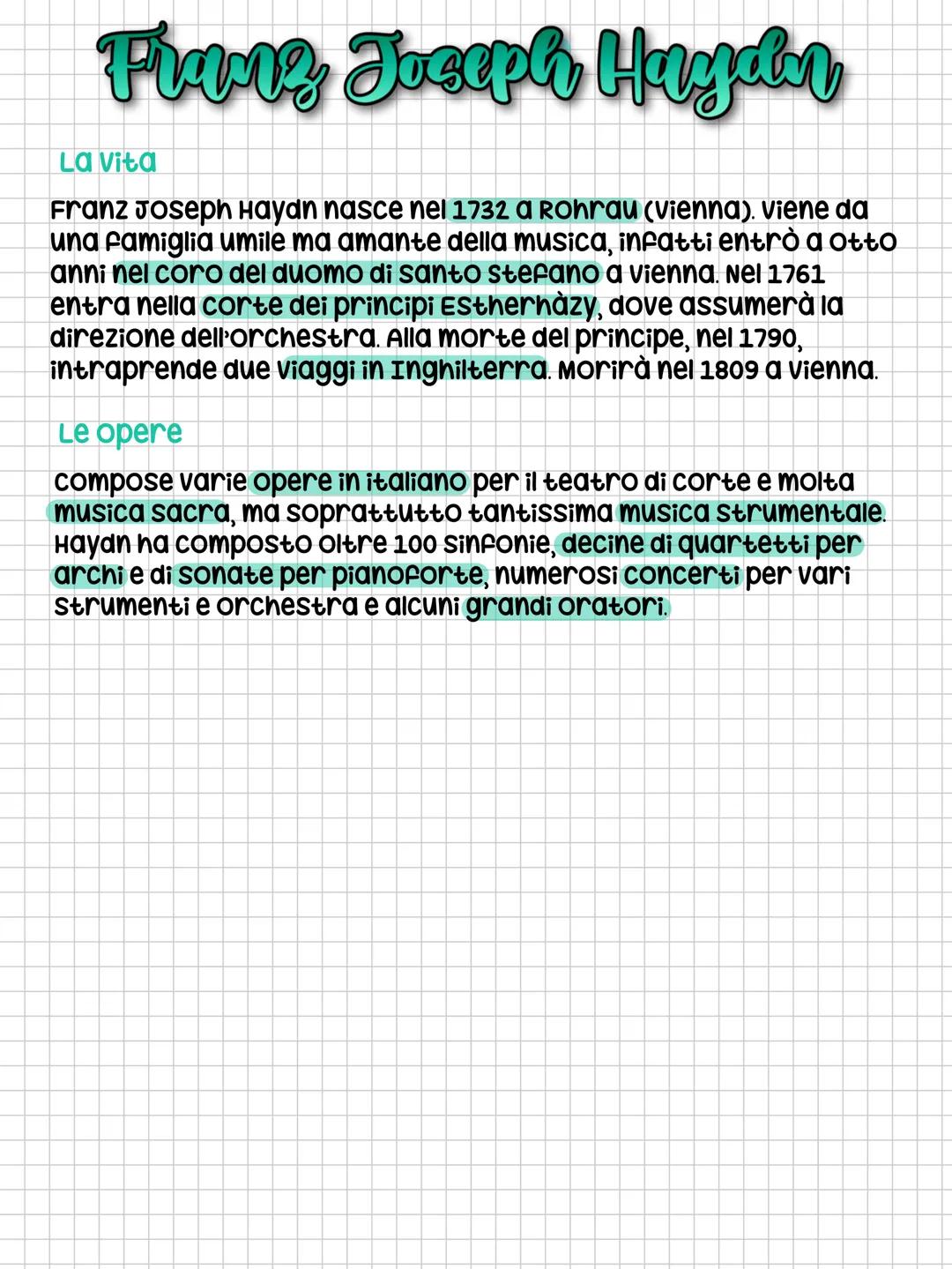Franz Joseph Hayalen
La Vita
Franz Joseph HAYAN NASCE NEI 1732 A ROHRAU (vienna). viene da
una famiglia umile ma amante della musica, infatt