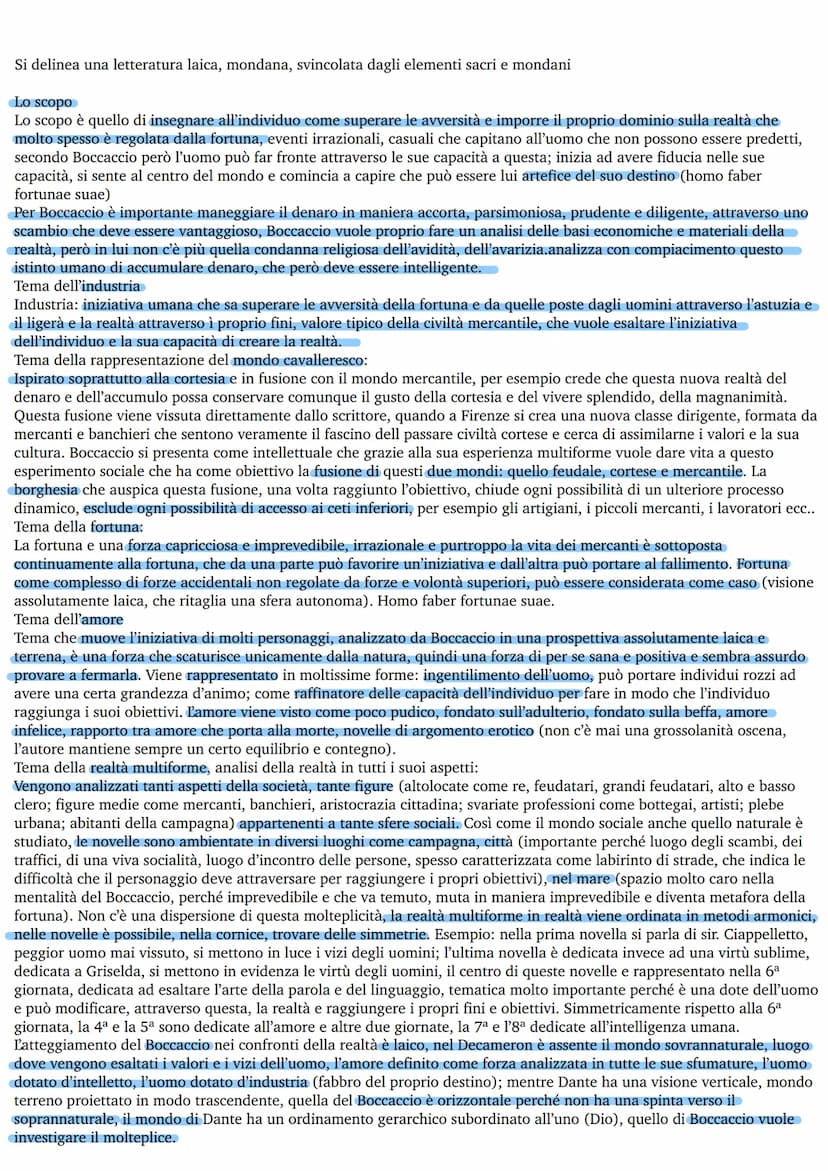 CIOVANNI BOCCACCIO
Contemporaneo a Petrarca ma non sente le contraddizioni causate dal passare da medioevo e umanesimo.
La sua scrittura ris