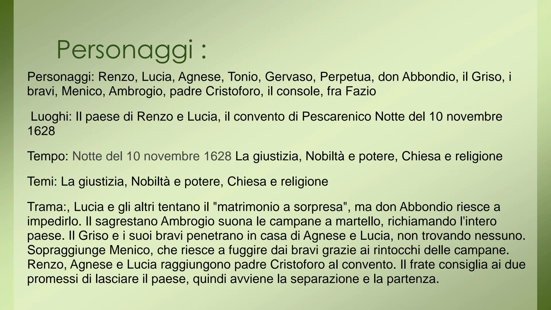 # I PROMESSI SPOSI di Alessandro Manzoni

CAPITOLO

Capitolo VIII # Personaggi :

Personaggi: Renzo, Lucia, Agnese, Tonio, Gervaso, Perpetua