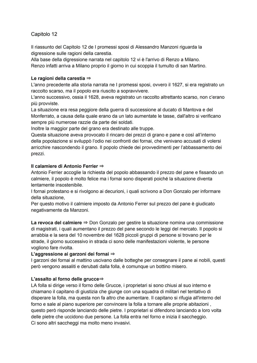 Capitolo 12
Il riassunto del Capitolo 12 de I promessi sposi di Alessandro Manzoni riguarda la
digressione sulle ragioni della carestia.
All