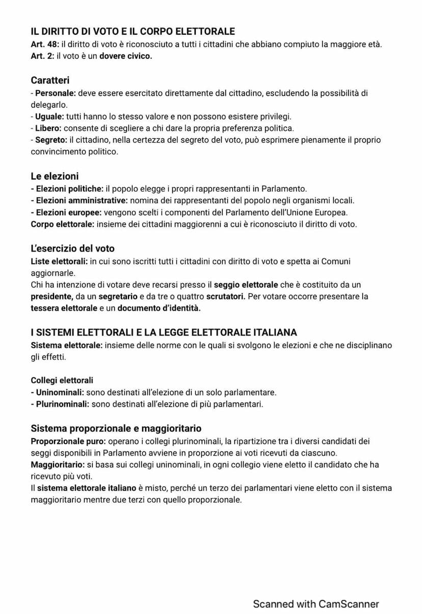 Rappresentanza e diritti politici
Art. 1: l'Italia è una Repubblica democratica, fondata sul principio di sovranità popolare.
L'Italia privi